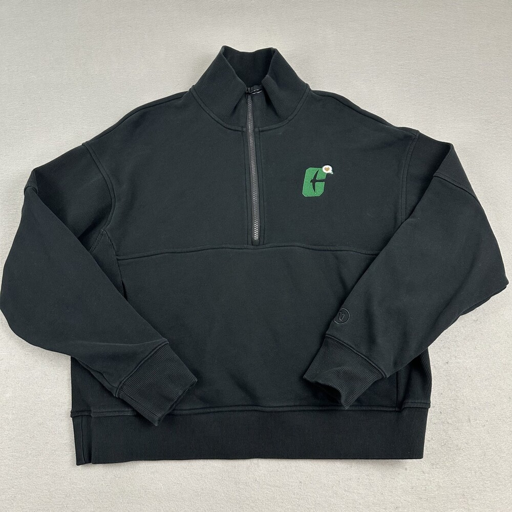 Charlotte 49ers Sweater Women Large Black Solid Vuori Sedona Rib Half Zip Logo L